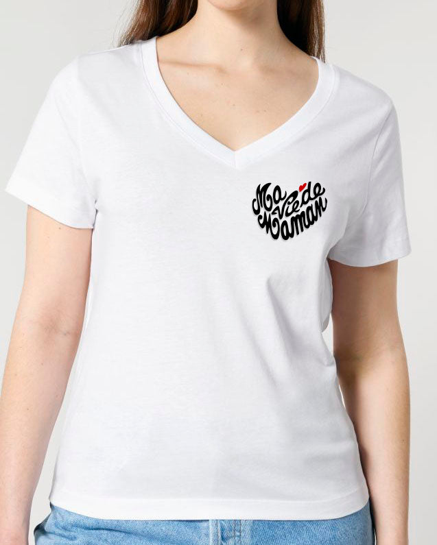 T-Shirt Femme col V"Ma Vie de Maman"