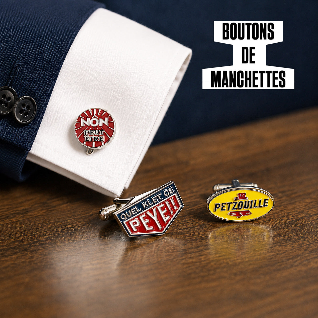 Boutons de manchettes « Non Peut-être »