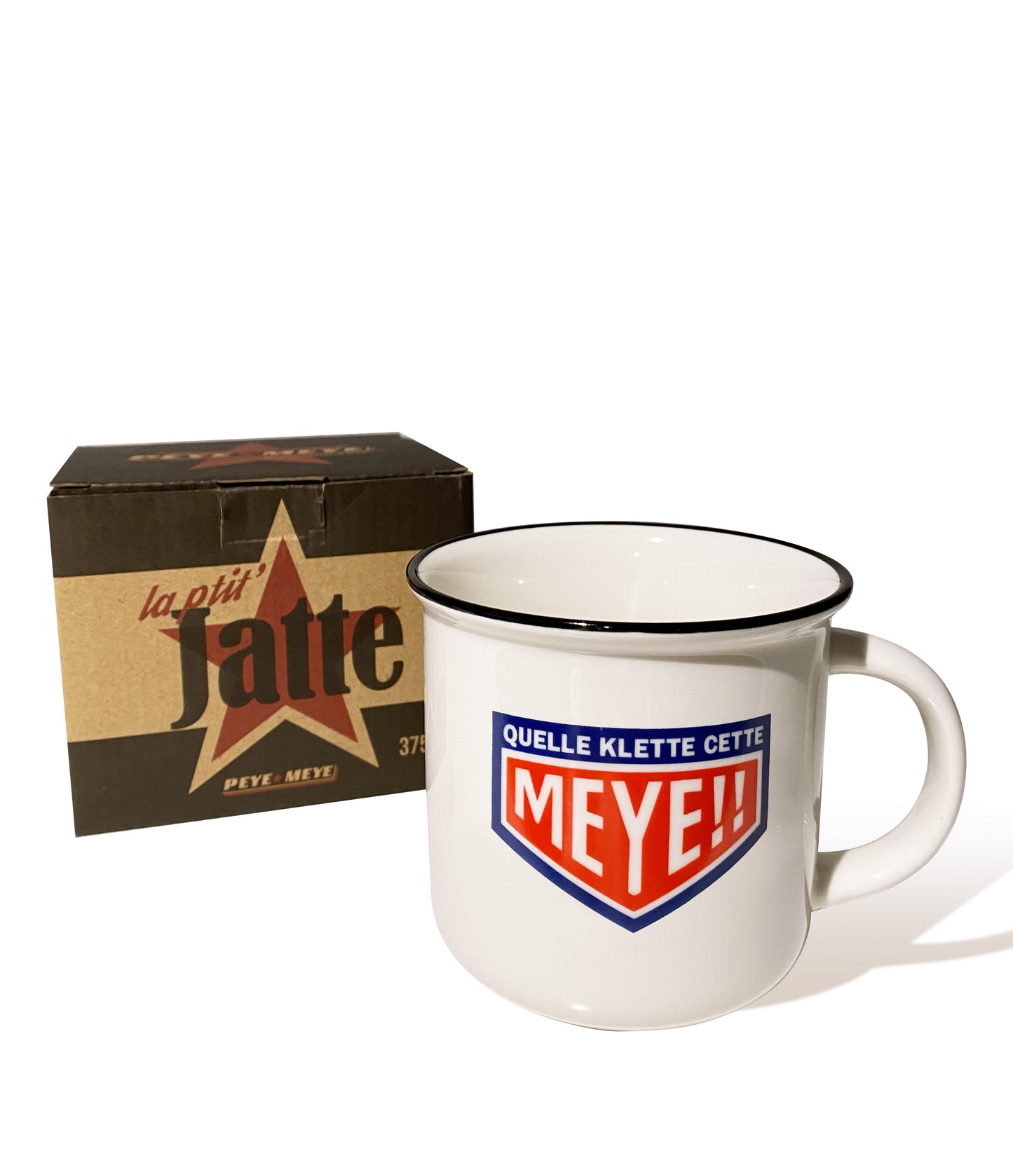 Mug vintage en céramique "Quelle Klette cette Meye"