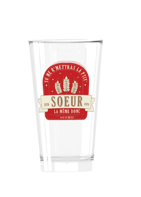 Verre à bière "Tu me remettras la P'tite Soeur" 37cl