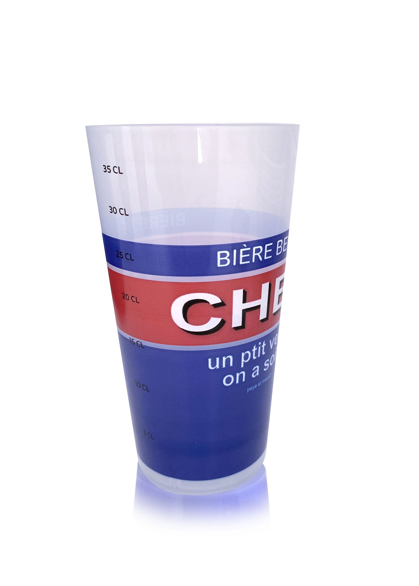 Gobelet en plastique "Chef, un ptit verre, on a soif"