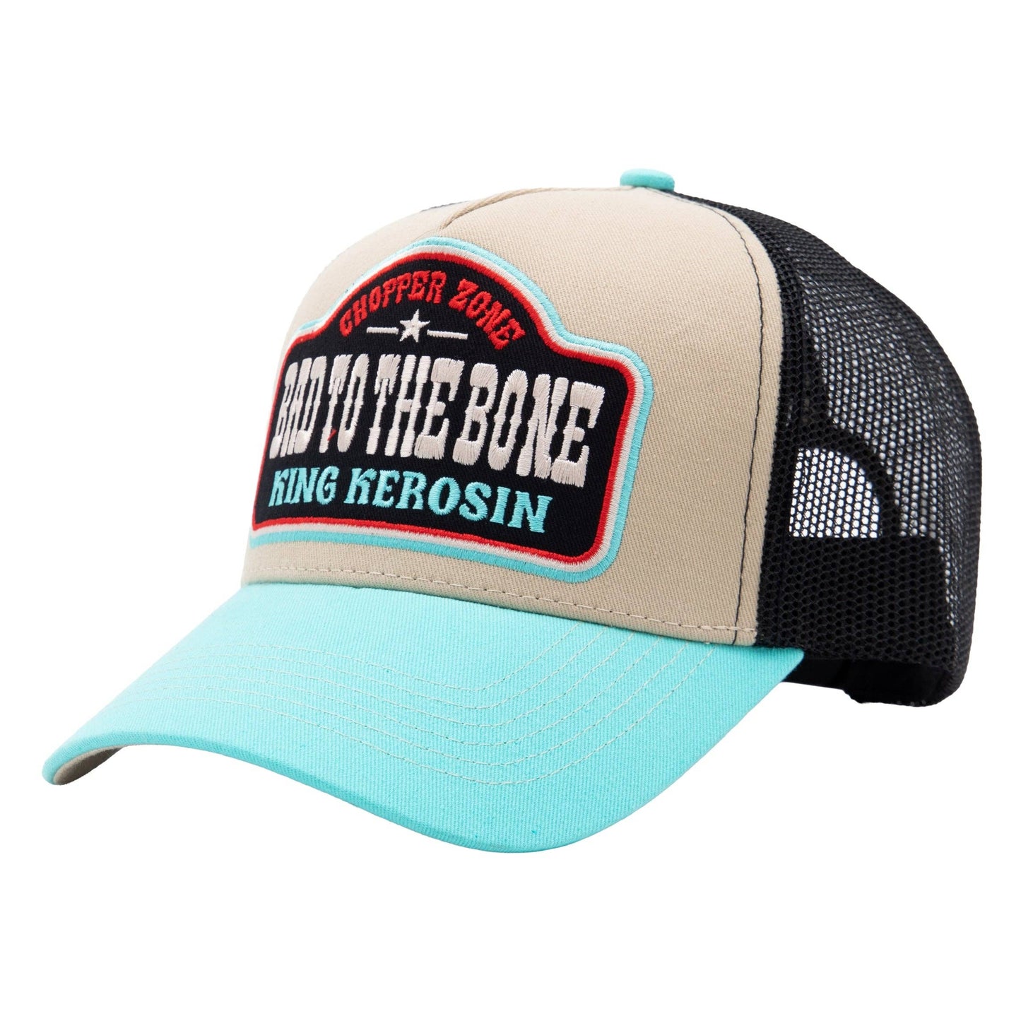 Casquette de camionneur 'Bad to the Bones' en beige