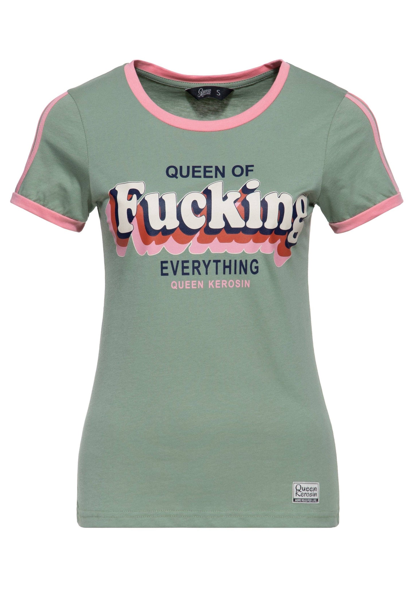 T-shirt 'Queen Of Fucking Everything' en vert
