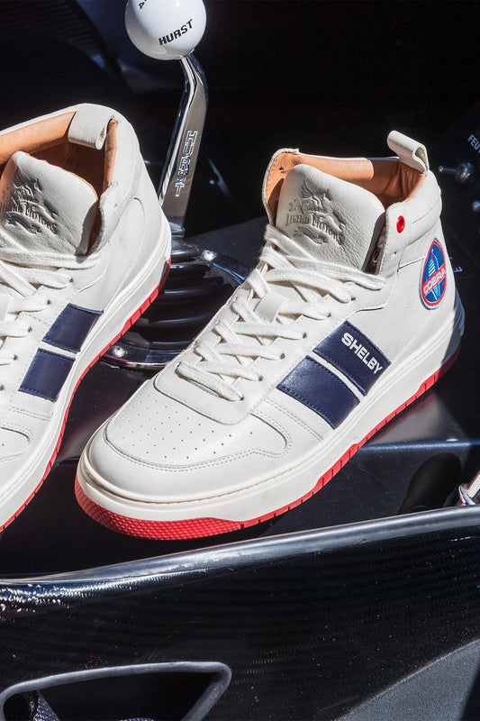Baskets montantes en cuir Carroll Shelby Cobra écru Homme