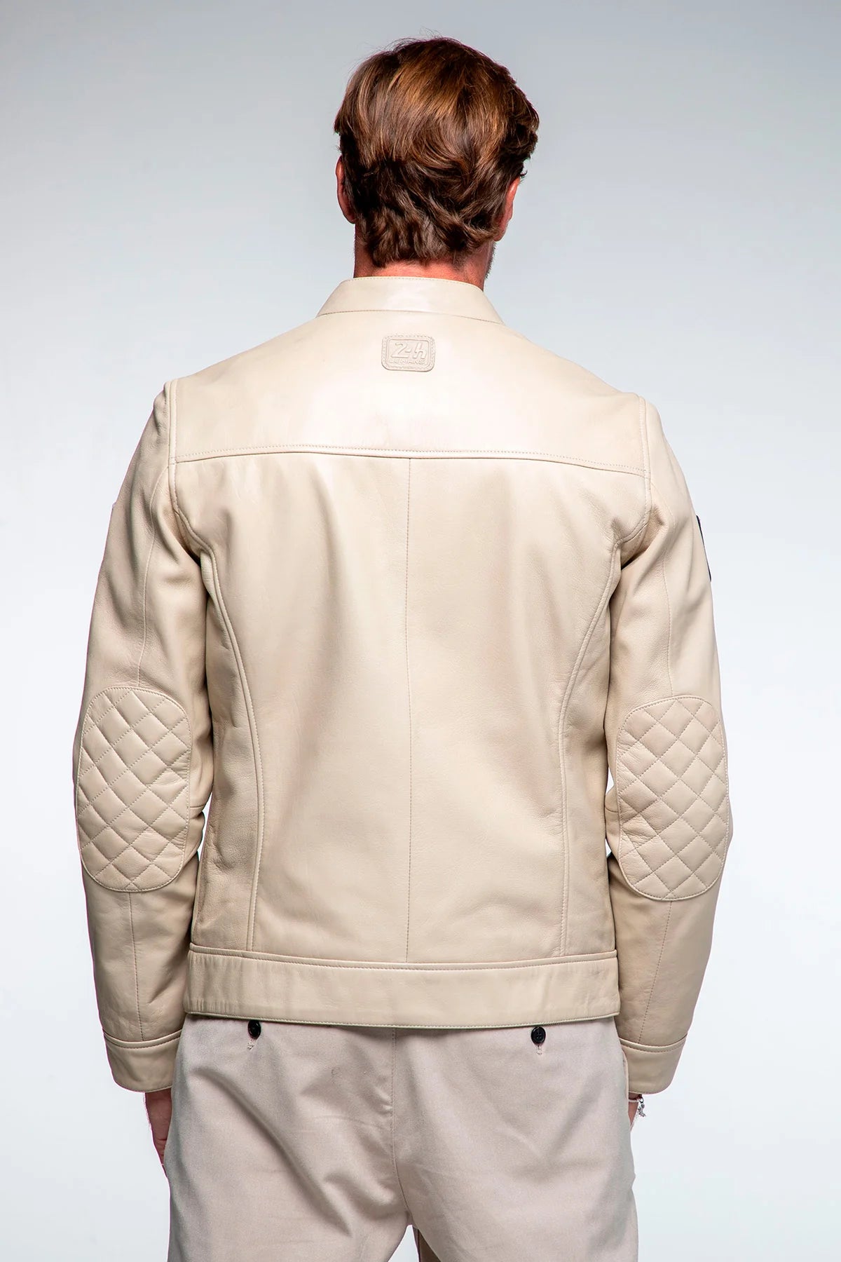 Blouson en cuir Steve McQueen x Le Mans Austin ecru Homme