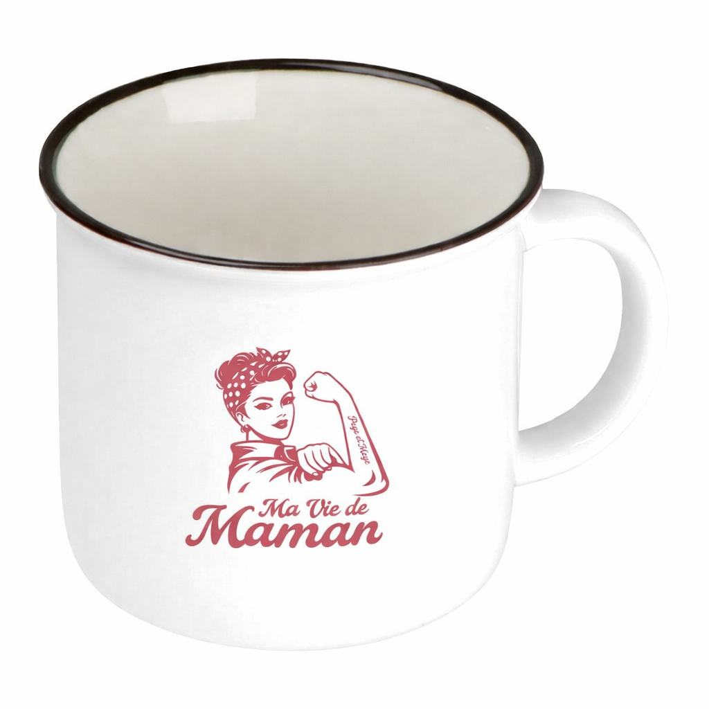 Mug vintage en céramique "Ma vie de Maman"