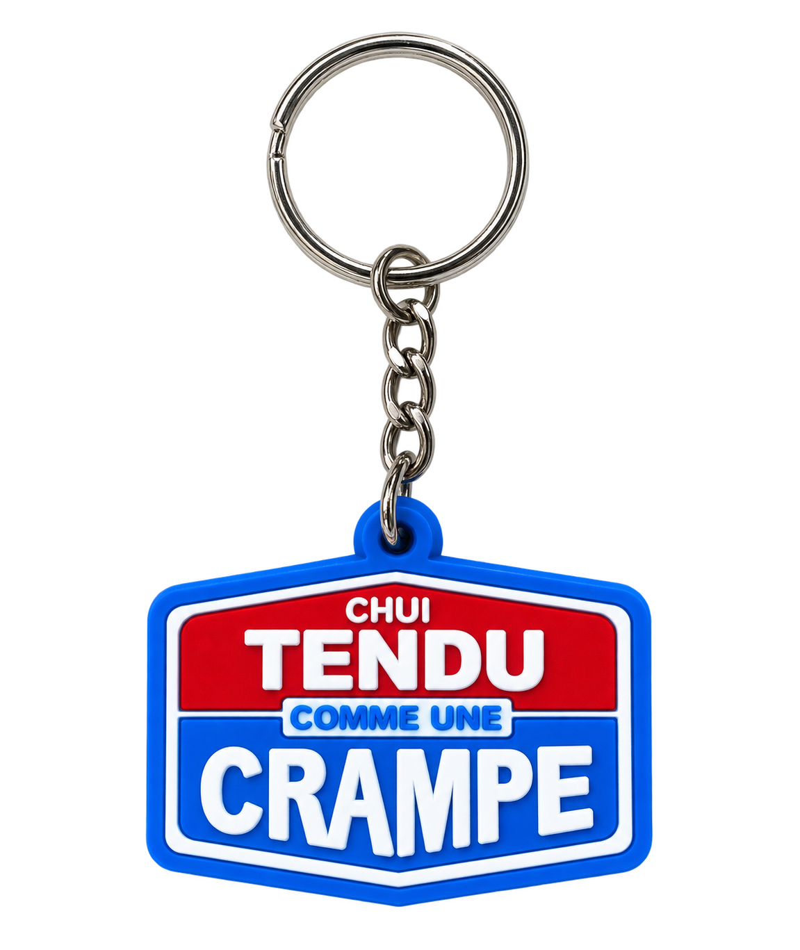 Porte-clés en silicone "Chui tendu comme une crampe"