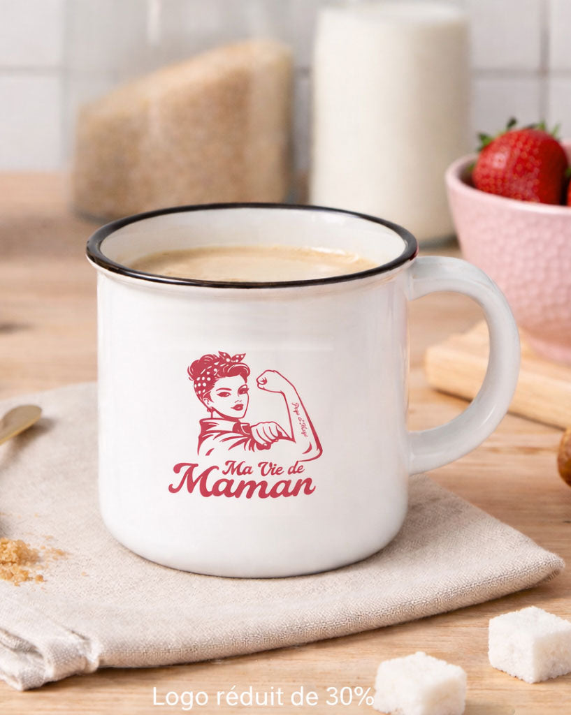 Mug vintage en céramique "Ma vie de Maman"