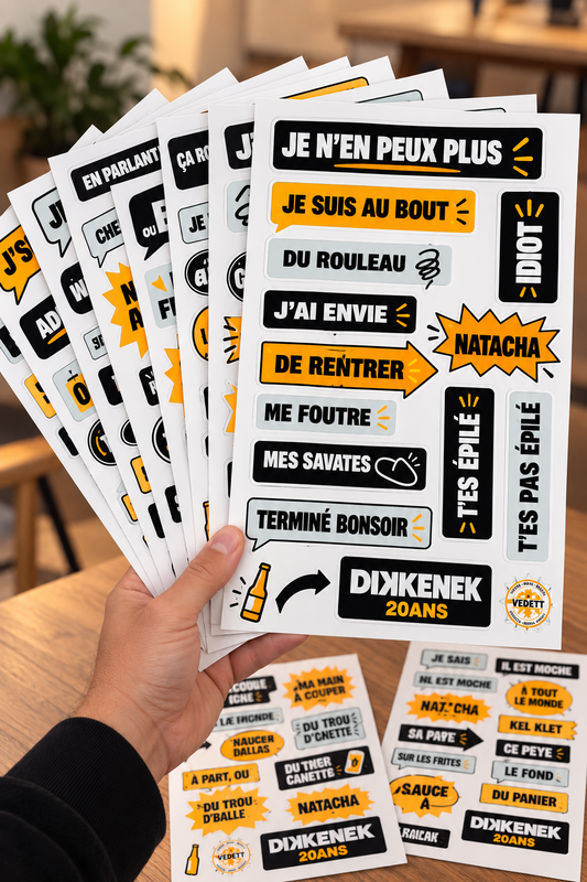 Lot de 9 Planches autocollants Dikkenek - Spécial 20 ans