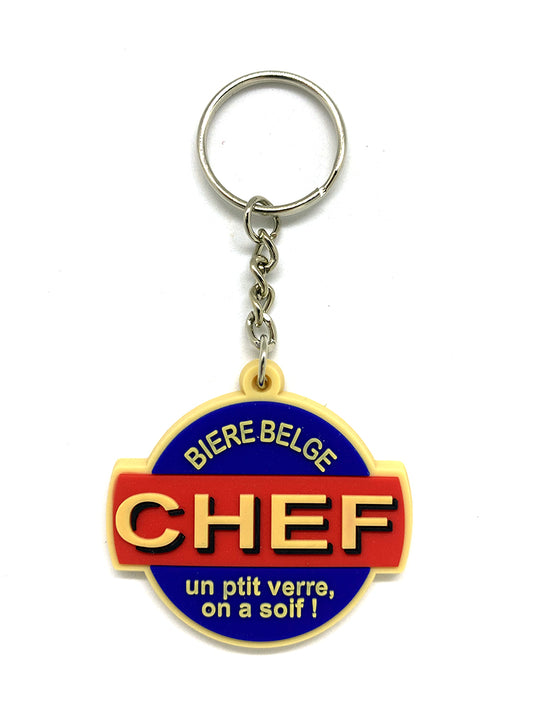 Porte-clés en silicone "Chef, un ptit verre, on a soif"