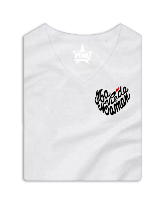T-Shirt Femme col V"Ma Vie de Maman"