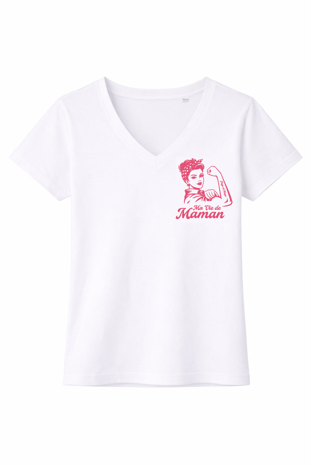 T-shirt Col V femme "Ma Vie de Maman"