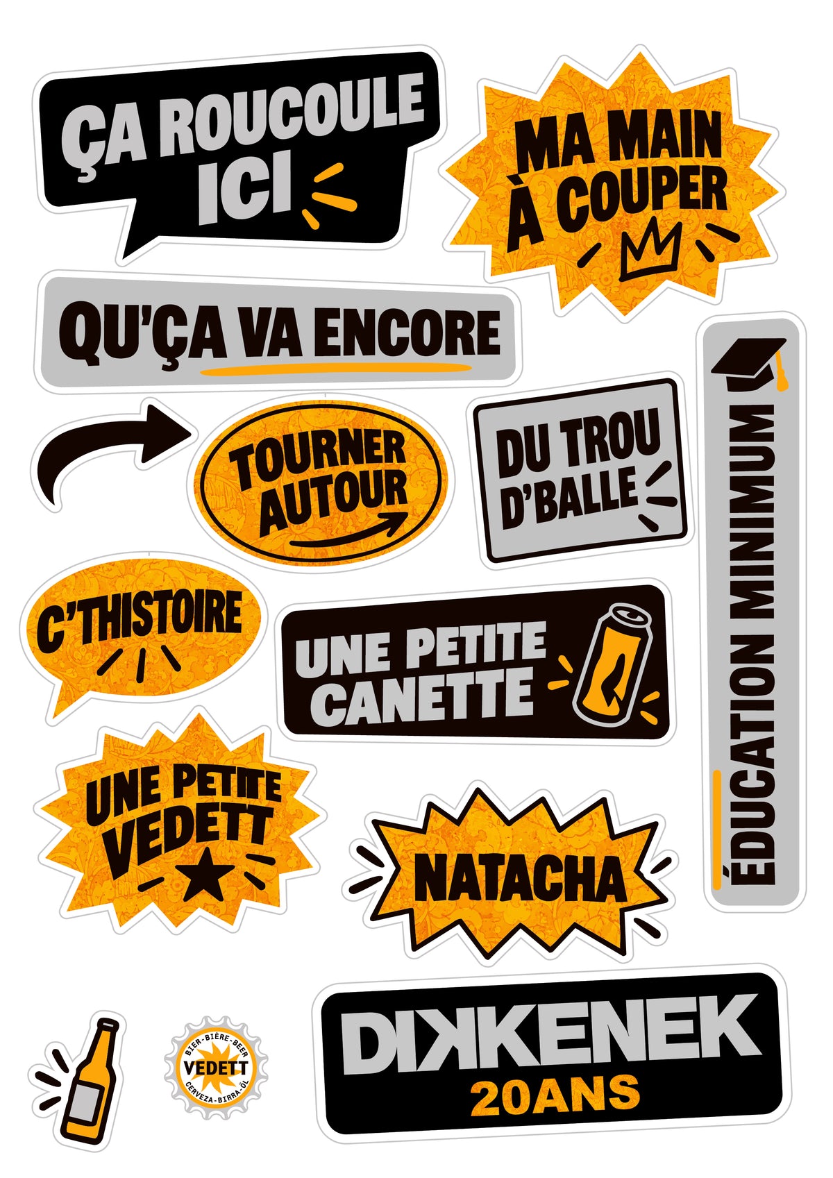 Lot de 9 Planches autocollants Dikkenek - Spécial 20 ans