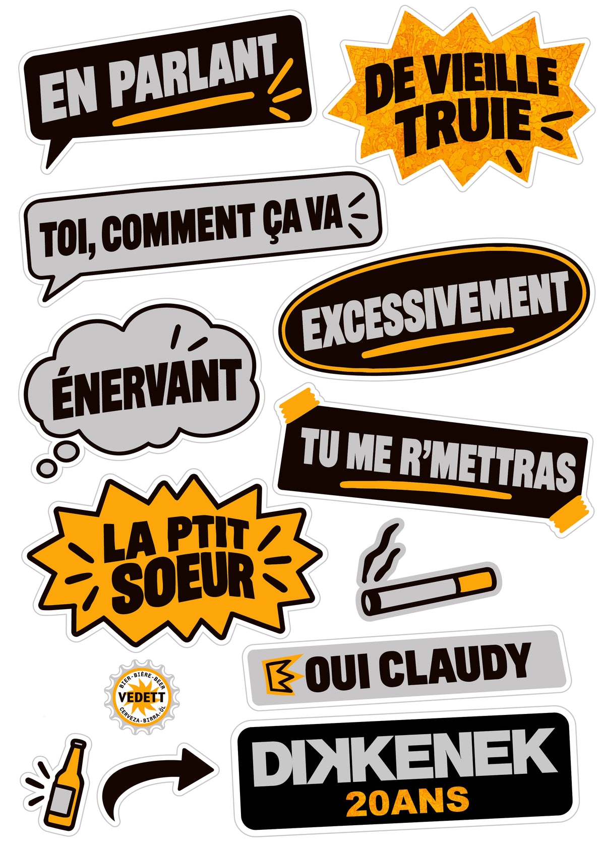 Lot de 9 Planches autocollants Dikkenek - Spécial 20 ans
